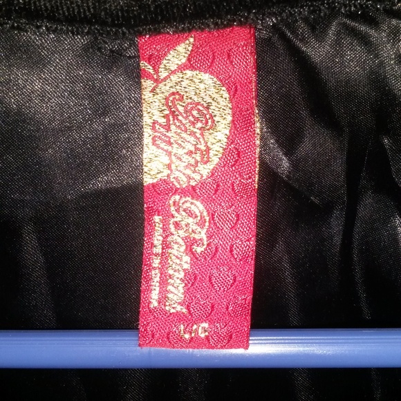 APPLE BOTTOM BLACK TRACK JACKET W/ BLING ZIP SZ.L - Picture 4 of 4